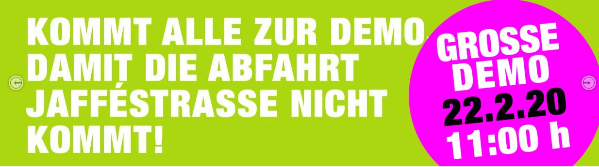 Große Demo gegen die Autobahn-Planung Funkturm am 22. Februar 11:00 Uhr Große Demo gegen die Autobahn-Planung Funkturm am 22. Februar 11:00 Uhr